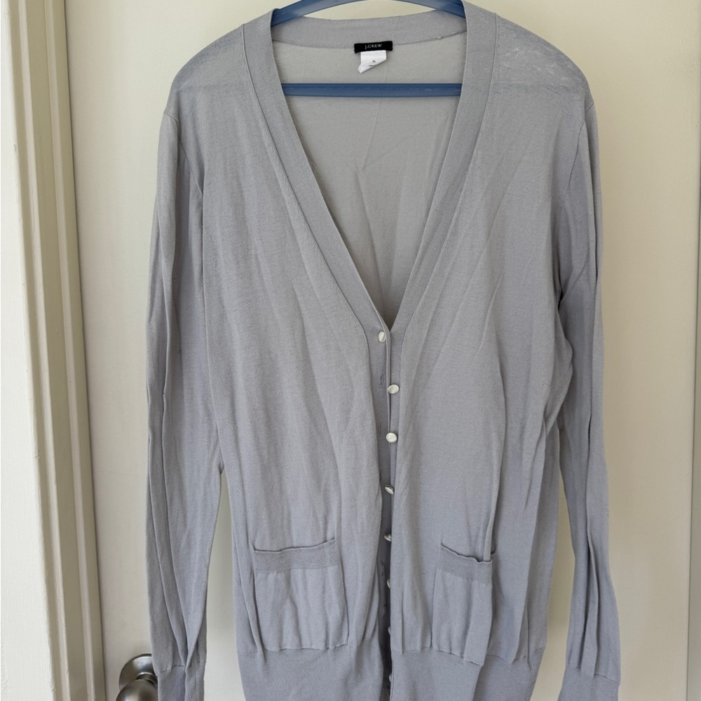 J. Crew Gray Cardigan Sweater V-Neck Long Sleeve